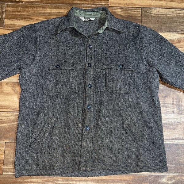 Vintage Woolrich Cruiser Wool Shirt Jacket Men's Size L/XL Gray