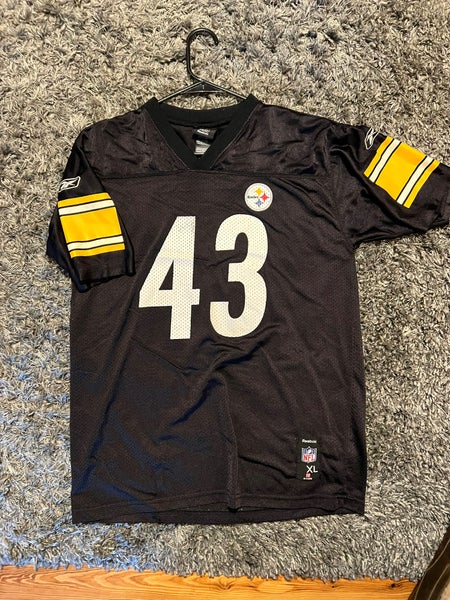 Mens Reebok NFL Troy Polamalu Jersey L Large Black Pittsburgh Steelers