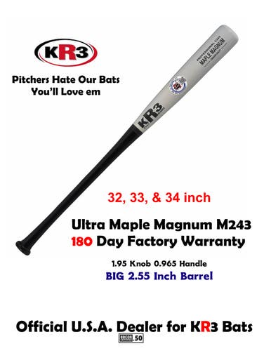 KR3 Maple Magnum 33 inch Wood Bat (-3) 30.5 oz C243