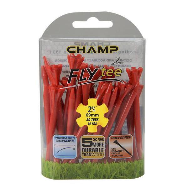 Champ Fly Tees 2.75" Plastic Golf Tees - (30 Tees) - Red Tees