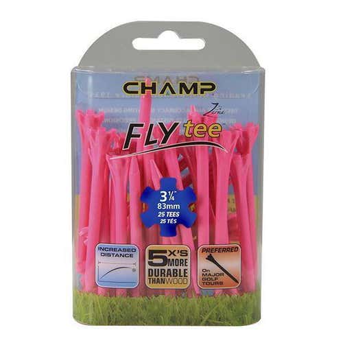 Champ Fly Tees 3.25" Plastic Golf Tees - (25 Tees) - Pink Golf Tees