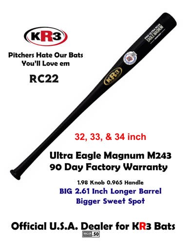 KR3 PRO RC22 Ultra Eagle Magnum 32 inch Wood Bat (-3) 29.5 oz RC22