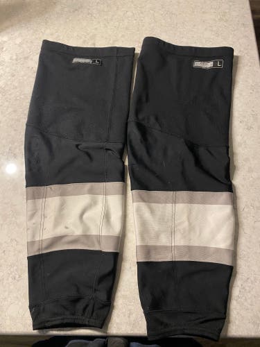 Black Used Large CCM LA Kings Pro Stock Socks