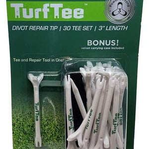 Zero Friction Turf Tees Power 3-Prong (3" White, 30pk) Golf Tee / Repair Tool