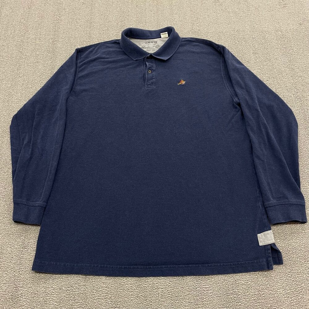 Orvis Polo Shirt Men Large Adult Blue Collared Rugby Hike Basic