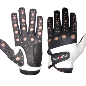 NEW Mokom Breathable Leather White/Black Grip Golf Glove Mens Size Medium