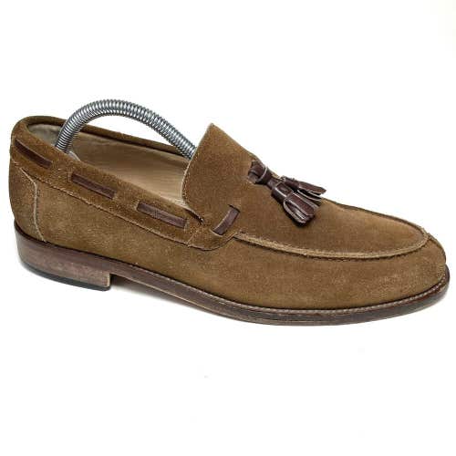 Martin Dingman Men’s Brown Leather Suede Tassel Loafer Split Toe Shoes Men’s 8.5