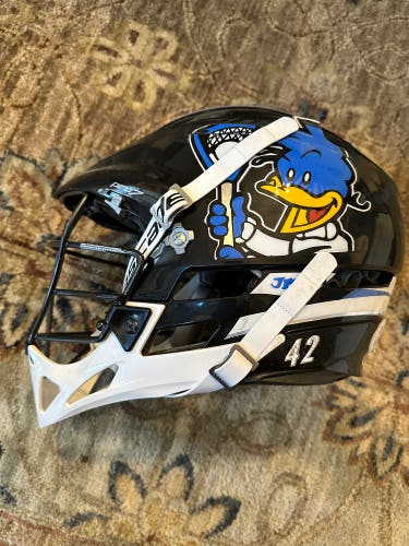 Johns Hopkins game worn used Cascade helmet cartoon bird