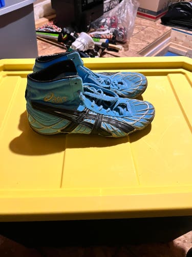Baby blue Dan Gable ASIC wrestling shoes