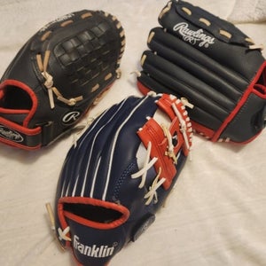 Bundle-2 Rawlings Right Hand Throw Player series Gloves 11.5" & Franklin 11" Fieldmaster Glove