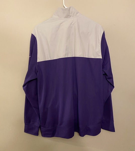 Men's Nike White/Purple Minnesota Vikings Sideline Coaches Half-Zip Short  Sleeve Jacket 