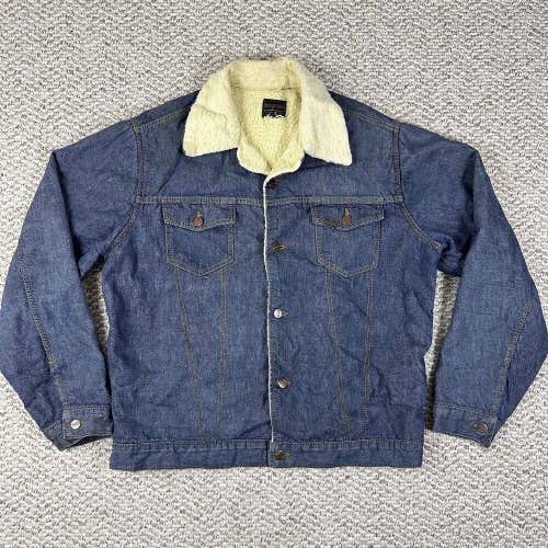 READ Vintage Sears Roebucks Western Wear Denim Jean Jacket Sherpa Lined Men’s XL