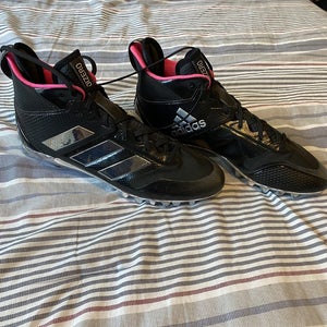 Black Adult Used Men's Size 11.5 (Women's 12.5) Molded Cleats Adidas High Top Adizero