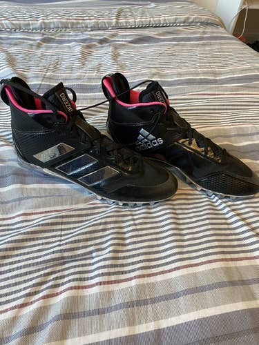 Black Adult Used Men's Size 11.5 (Women's 12.5) Molded Cleats Adidas High Top Adizero