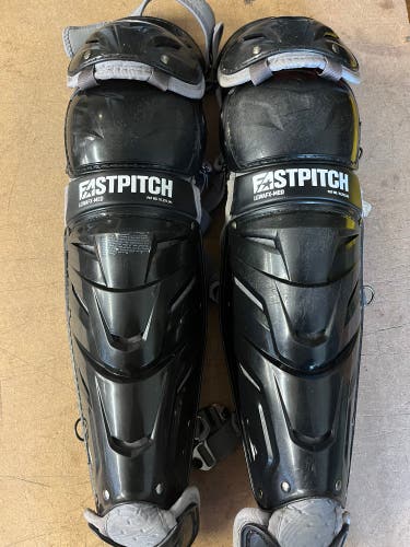 Used Adult All-Star Black LGWAFX-MED Catcher's Leg Guards 14.5"