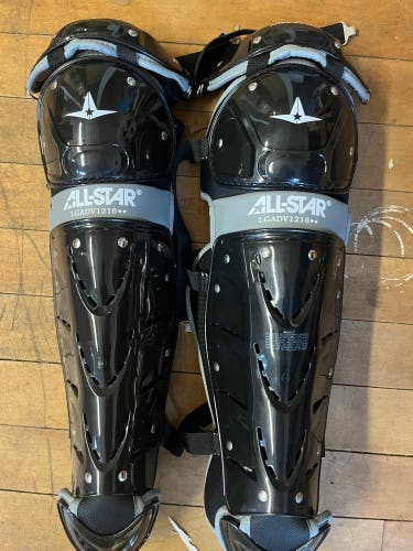 New All-Star Black LGADV1216 Catcher's Leg Guard 14.5"