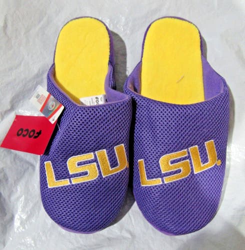 NCAA LSU Tigers Logo on Mesh Slide Slippers Dot Sole Size M by FOCO