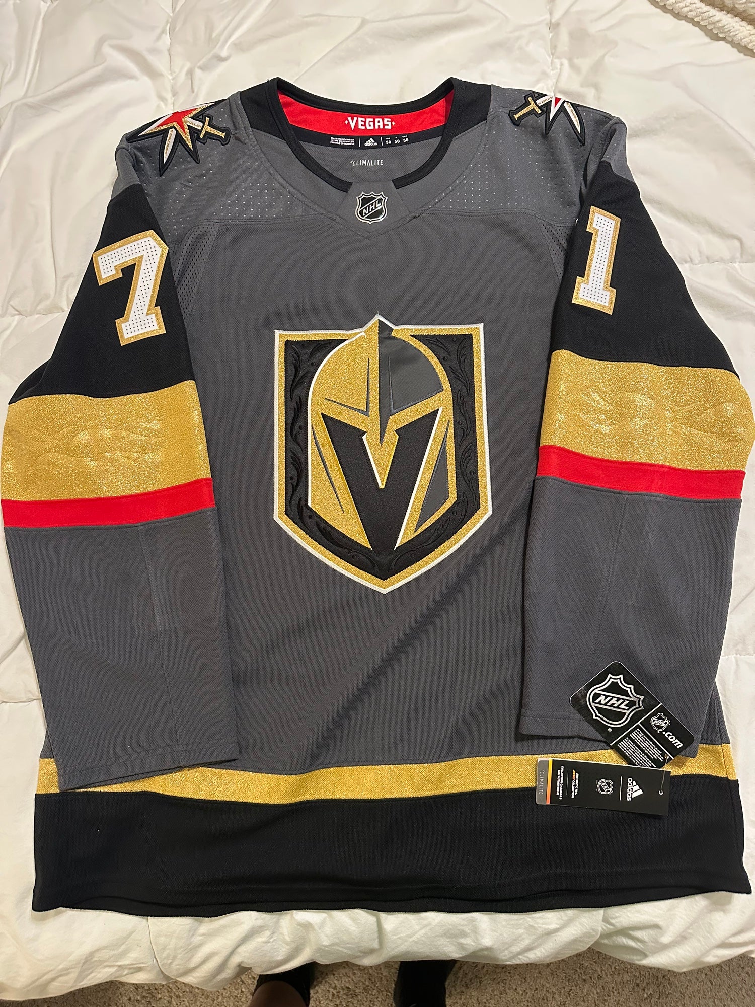 NWT Adidas NHL Las Vegas Golden Knights Away White Hockey Jersey Men's Size  52