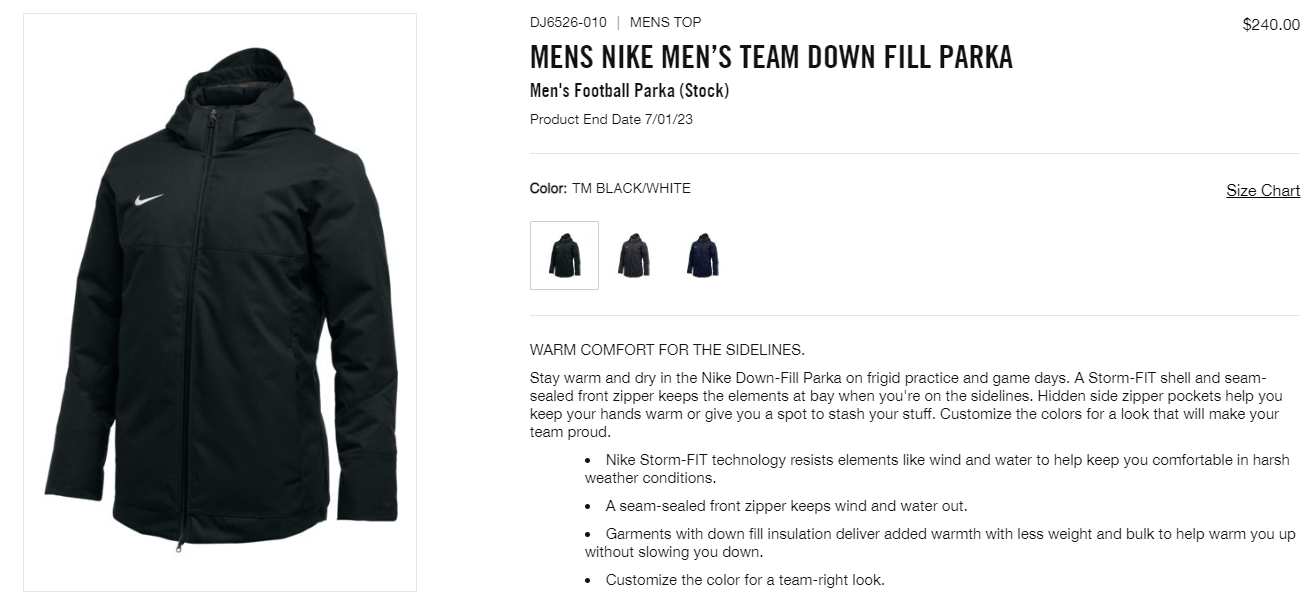 Nike Down-Fill Men's Football Parka Black