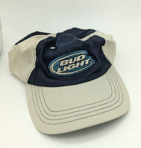 2006 Adult Unisex ONE SIZE Tan/Navy BUD LIGHT Beer Embroidered Logo CAP Hat EUC