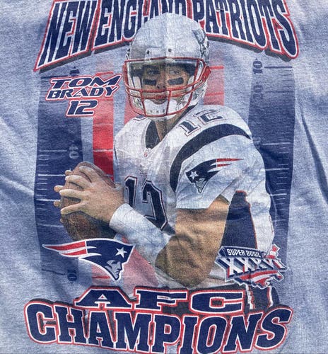 Vintage NE Patriots Tom Brady 2001 Super Bowl Champion T shirt XL