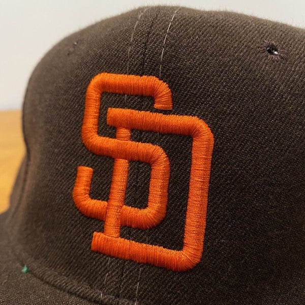 San Diego Padres New Era 59Fifty MLB Cooperstown Brown Orange Logo Hat Cap  6 3/4