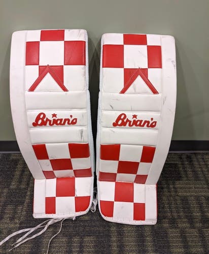Used 33" Brian's OPTiK 2 Goalie Leg Pads Custom Red Checkerboard