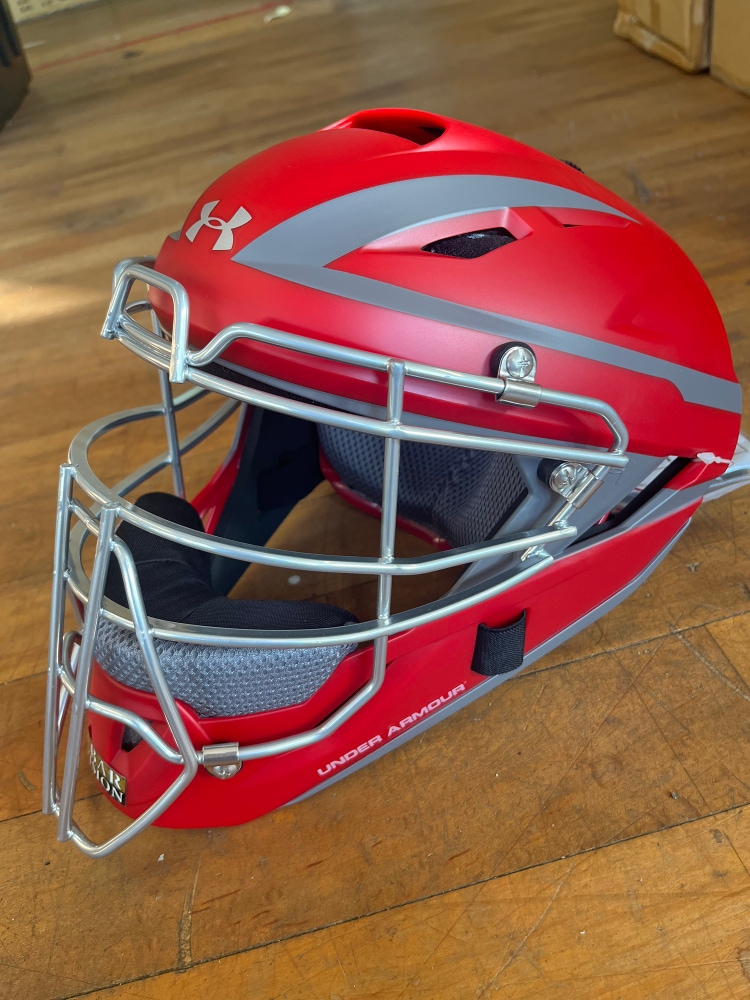 New Under Armour UAHG3Y Youth Scarlet Catcher's Helmet
