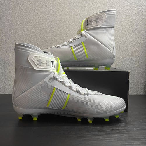 Under Armour Highlight MC Men's Football Cleats Size 10.5 Silver White High Top