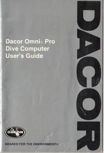 Dacor Omni Pro Scuba Dive Computer Instruction Printed Manual