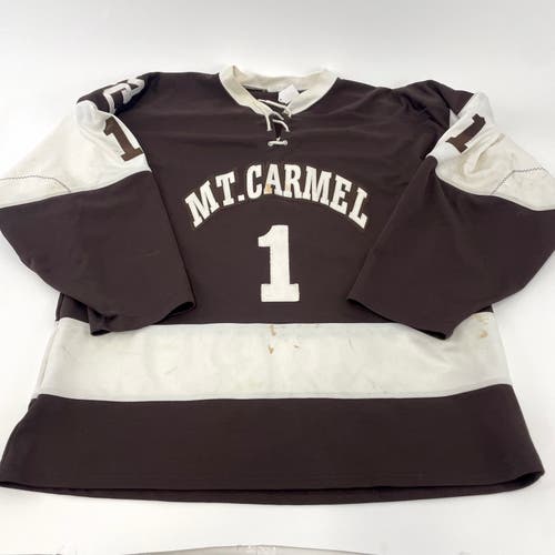 Brown Mount Carmel Hockey Game Jersey #1 - XXL