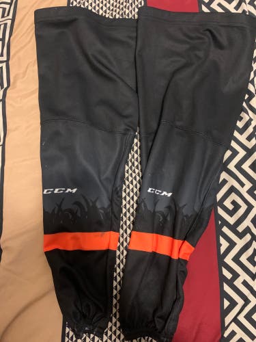 Black Used XL CCM Pro Stock Custom Sublimated Socks