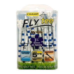 Champ Fly Tee (3 1/4", White/Blue, 25 pack) My Hite Performance Golf Tee NEW