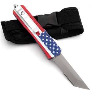 New One Nation Automatic Tanto OTF Out the Front American Flag Finish Knife