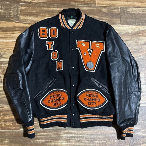 Vintage 1970s DeLong Wool Leather Varsity Letterman Iowa High