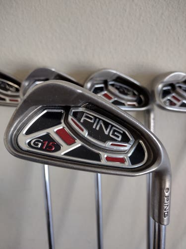 Ping G15 Golf Iron Set Silver dot, 5-W NS Pro Stiff flex shaft