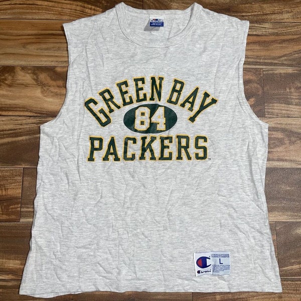 Vintage Champion Green Bay Packers Gray Tank Top Made In USA RARE Size  Large L