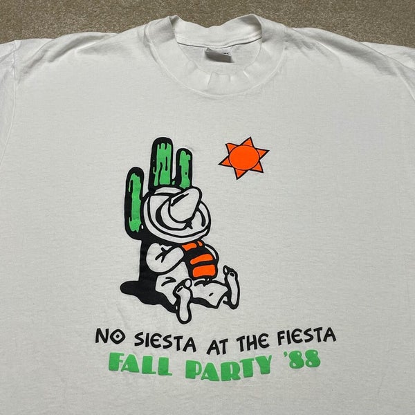 Fiesta Party T Shirt Men Large Vintage 80s Southwest Cactus No Siesta Funny  USA | SidelineSwap