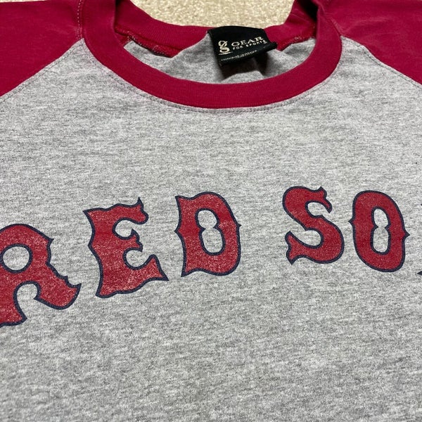 Boston Red Sox T Shirt Men Small Adult Gray MLB Baseball Raglan