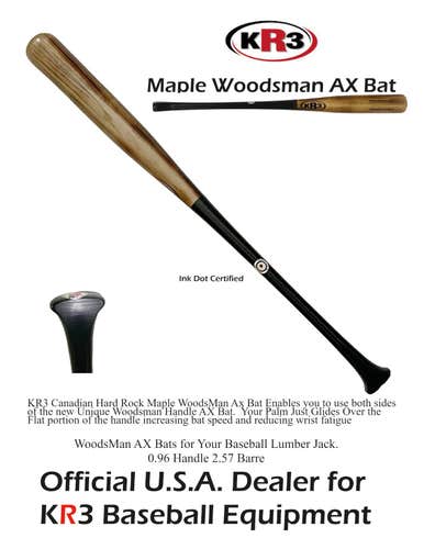 KR3 PRO Maple Woodsman AX Bat 33 inch Wood Bat (-3) 30.5 oz