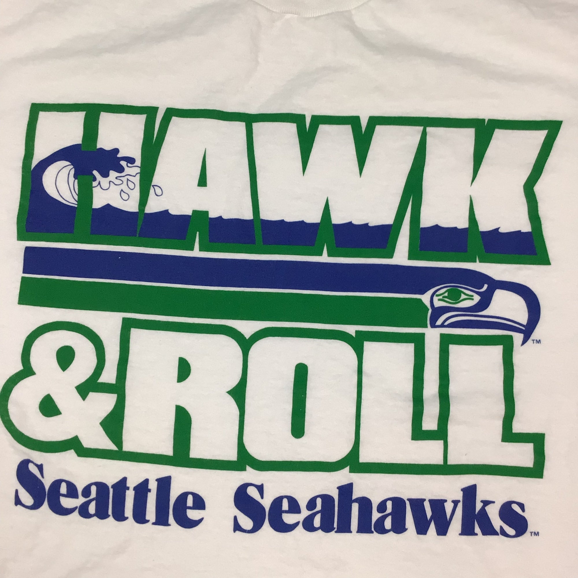 Vintage Seattle Seahawks Logo 7 Single Stitch T-Shirt