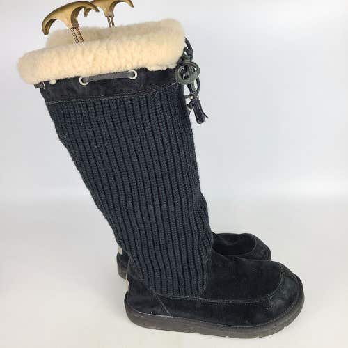 UGG Suburb Crochet Women's Knit Tall Boots Shearling Lined Black 5733 Szie: 8