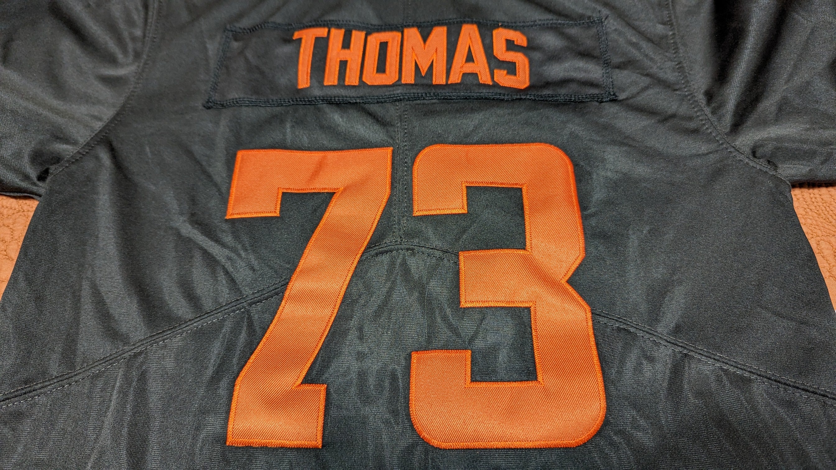 Game Men's Joe Thomas Orange Alternate Jersey - #73 Football