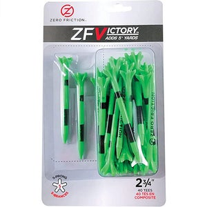 NEW Zero Friction Victory 5 Prong 2 3/4" Green/Black (1 Pack) 40 Golf Tees