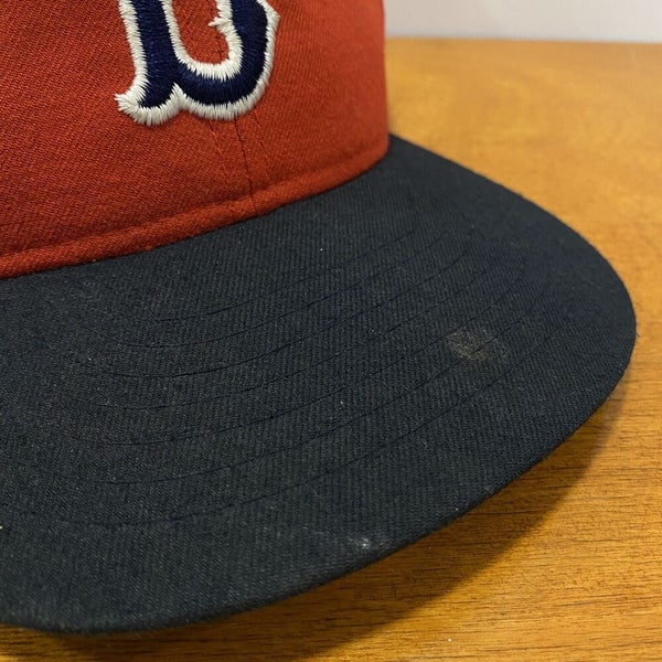 Boston Red Sox Hat Fitted 7 Cap Roman Pro Leather MLB Baseball