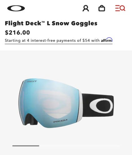 Unisex Used Oakley Flightdeck Ski Goggles Large