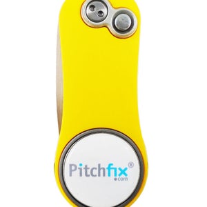 NEW Pitchfix Hybrid 2.0 Yellow/White Divot Tool/Ballmarker/Pencil Sharpener