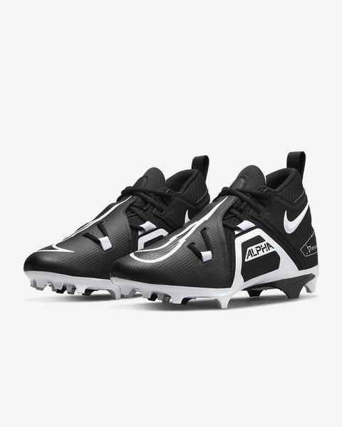 new mens 11 nike alpha menace pro 3 mid molded football/lacrosse cleats black/white ct6649