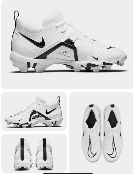 new mens 9 nike alpha menace shark 3 mid molded football/lacrosse cleats white cv0582