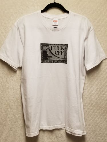 Supreme SS16 "Fvck Off" Tee Mens Size XL White/Black Art Nouveau Graphic T Shirt